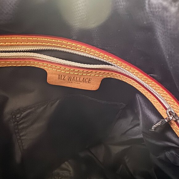 MZ WALLACE Bag DOWNTOWN Blue Burgundy Red Hobo Crossbody Purse - Picture 15 of 16